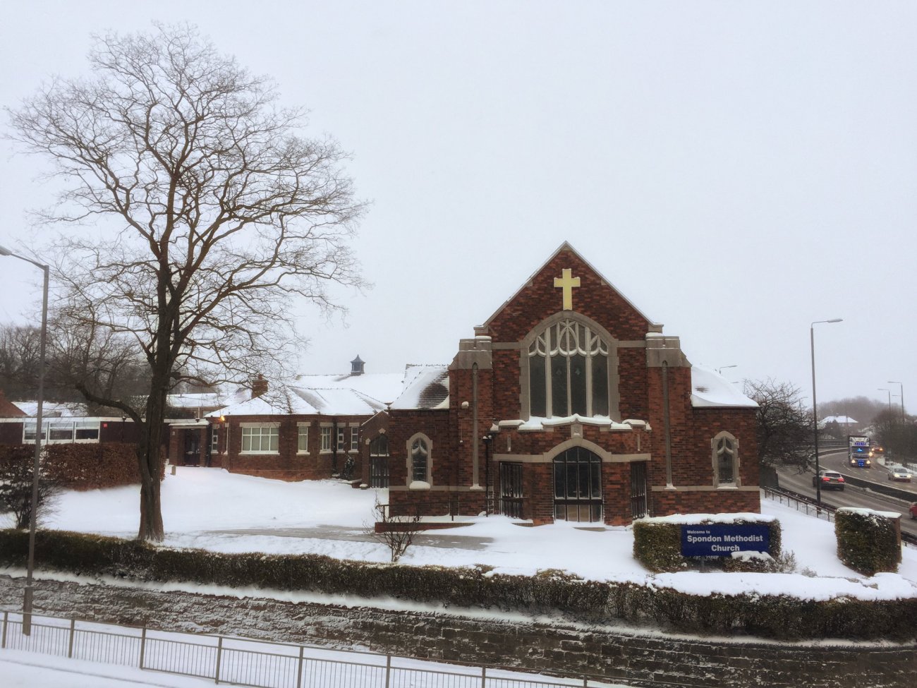 Photograph of A snowy Methodist Church