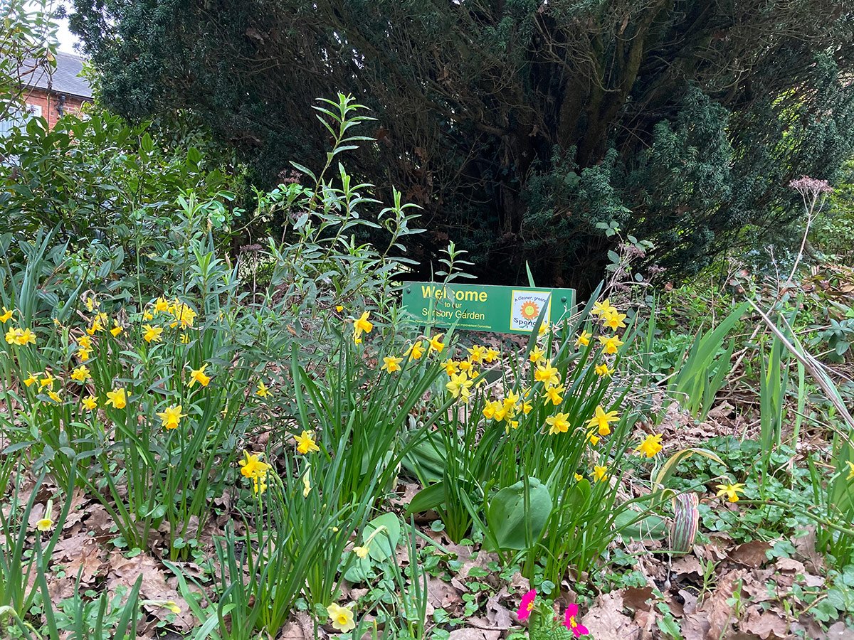 Photograph of Welcome sign at the Sensory Garden, 2021